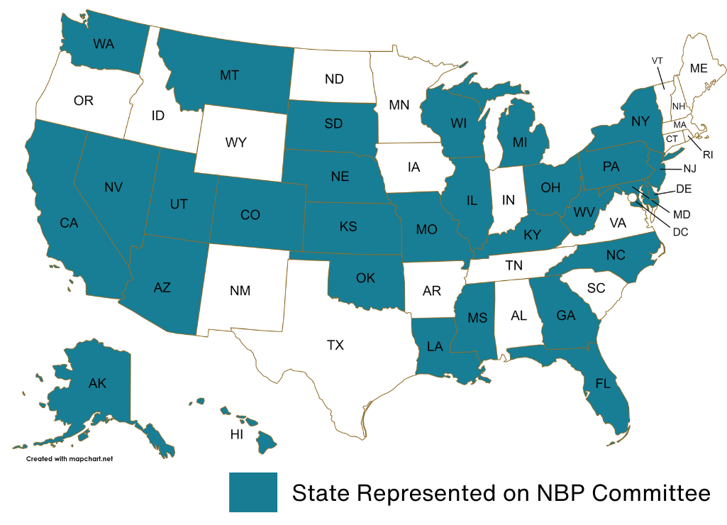 map of states participating in PCE's national best practices committee